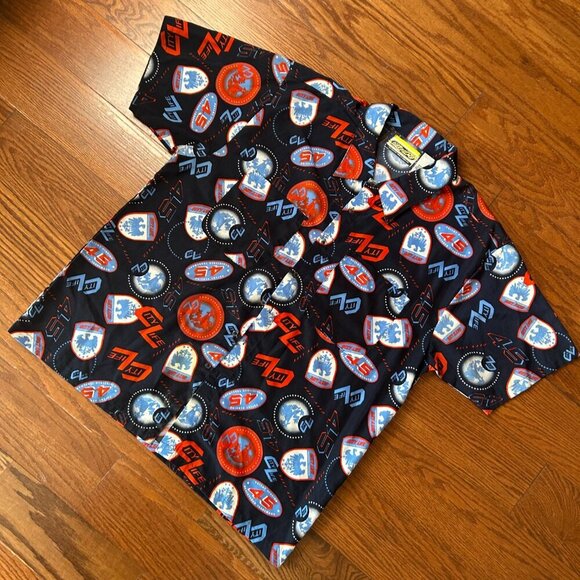 City Life Urban All Over Graphic Short Sleeve Button Up Size 2XL XXL Retro Urban - Picture 5 of 9